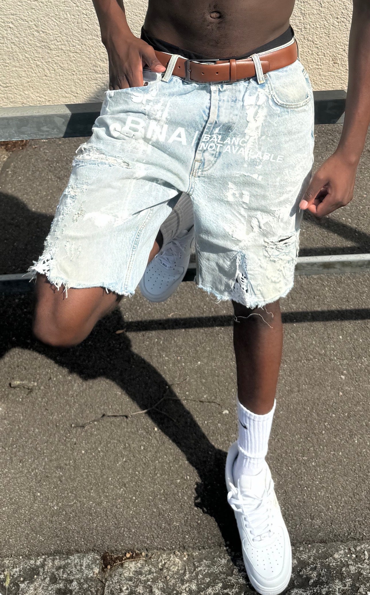 SCREENPRINTED DENIM SHORT 1/1